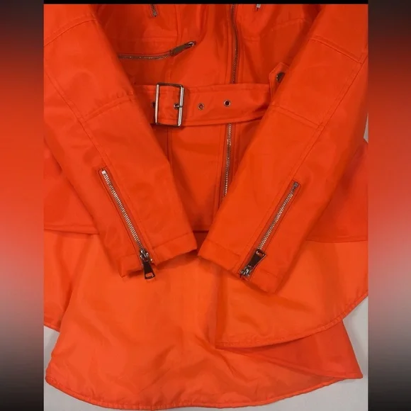 AKIRA Orange Peplum Belted Moto Jacket - Picture 5 of 5